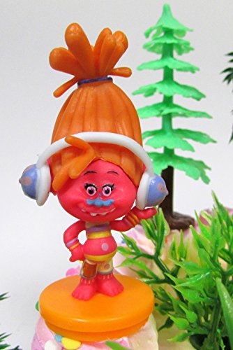 Trolls Themed Birthday Cake Topper Set Featuring Poppy & Friends Figures and Decorative Themed Accessories - Thumbnail 2