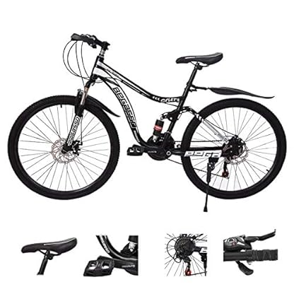 YQCXG Rennrad für Erwachsene, Mountainbikes, Mountainbike aus Kohlenstoffstahl, 21-Gang-MTB, 26-Zoll-Reifen, Fahrrad mit Vollfederung, Scheibenbremse, Outdoor-Bikes für Männer und Frauen
