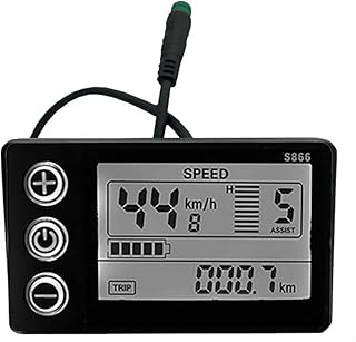 Tela de LCD,HUIOP Display LCD para bicicleta elétrica S866 24V 36V 48V painel de controle medidor de scooter elétrico para bicicleta elétrica com plugue à prova d'água,Medidor de exibição LCD