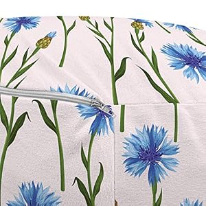 Ambesonne Floral Pouf Cover with Zipper Print of Cornflowers Nature Illustration Country Field Items Soft Decorative Fabric Unstuffed Case 30 W X 173 L Blue Green