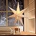 SALCAR LED Weihnachtsstern Beleuchtet Fenster 35cm, Papierstern Weihnachten mit E14 Lampe, 3D Leuchtstern Stehend Adventsstern mit Eisensockel Fuß, Weiß