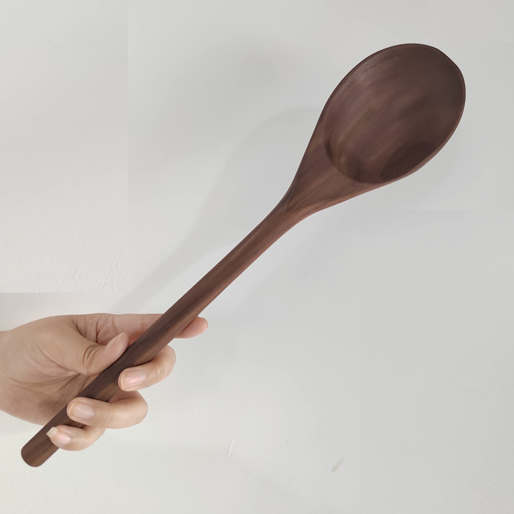 14" Long Handle Wooden Spoons for Cooking,Walnut Wood Mixing Spoon for Soup Stirring, Nonstick Kitchen Serving Spoons Scooper Utensil with Comfortable Smooth Finish Tableware