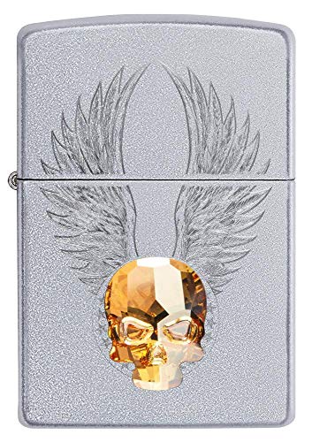 Encendedor Zippo Gold Skull Diseño Cromado Satinado miniatura 2