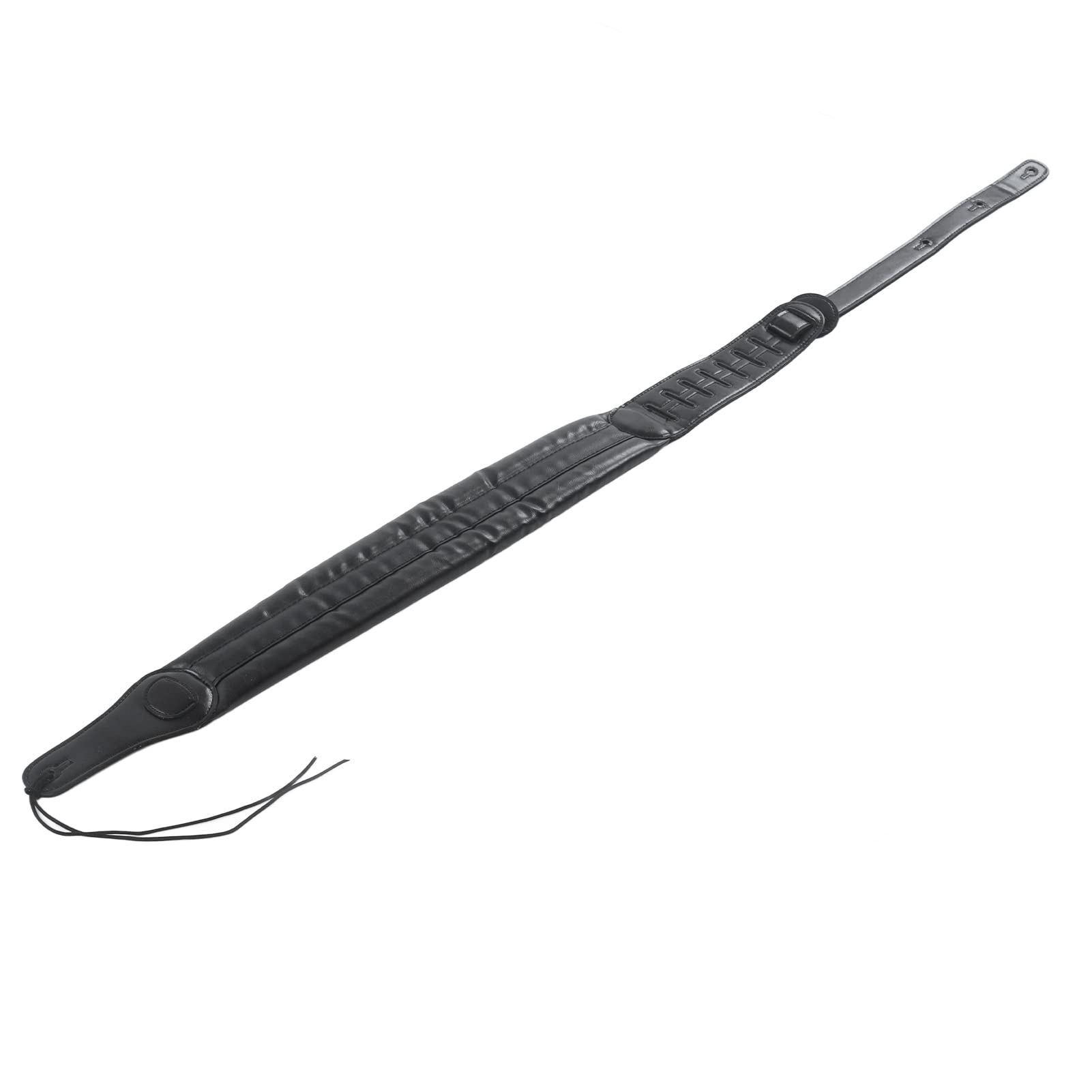 Skórzany pasek do gitary regulowany pasek na ramię, akcesoria instrumentalne do basu, jakość premium, wygodna, ergonomiczna konstrukcja dla gitarzystów, muzyków, czarna skóra, perłowa bawełna