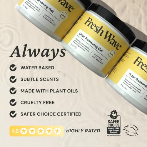 Image of Fresh Wave Lemon Odor Removing Gel, 15 oz. | Odor Absorbers for Home | Safer Odor Relief | Natural Plant-Based Odor Eliminator | Every 15 oz. lasts 30-60 Days | For Cooking, Trash & Pets