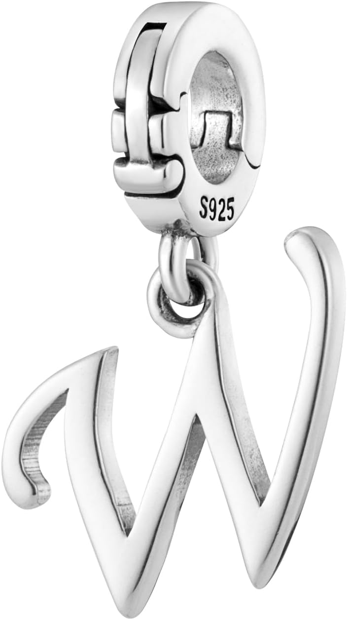 A-Z Alphabet Letters Versatile Clip On Open Multi-Clasp Pendant 925 Sterling Silver Charm For Pandora & Other Link Charm Bracelets/Necklaces/Anklets/Etc