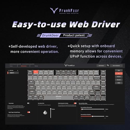Image of DrunkDeer A75 Pro Rapid Trigger Silent Magnetic Switch Mechanical GamingKeyboard ANSI Adjustable Actuation HE Hall Effect RGB PBT Keycap 75% TKL 82Keys Wired Cherry Profile USB with Knob