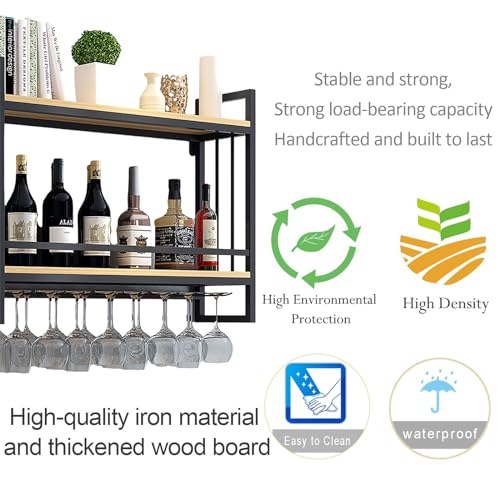 Étagère de rangement industrielle suspendue en métal noble pour verres et vin - 5