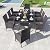 Kullavik 10-Piece Outdoor Dining Set Patio Rattan Furniture Set,Patio Dining Table and Chairs Set with 8 Chairs and Cushions,Square Glass Tabletop with Umbrella Hole for Patio,Grey