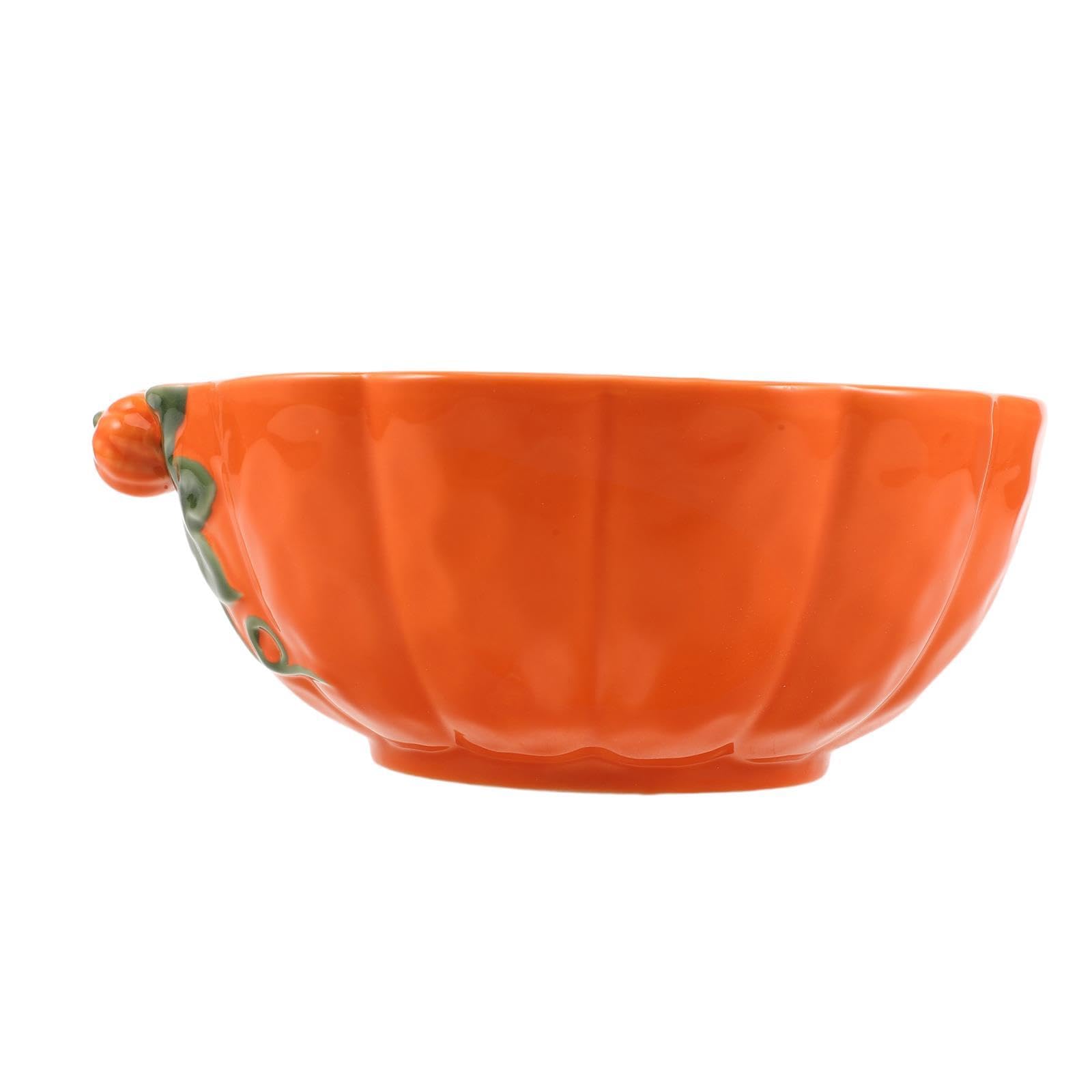 Zerodeko Bol à soupe citrouille en céramique | 1300 ml | Récipient citrouille orange pour une fête d'Halloween | Vaisselle automnale idéale pour offrir, pour les repas de fêtes et la