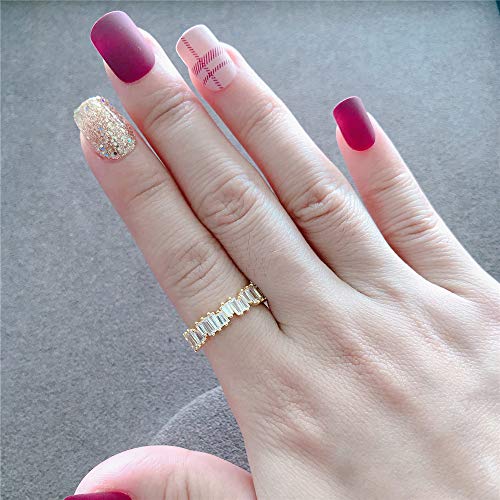 Yogeme Fashion Aaa Cubic Zirconia Baguette Ring,Shinning,Eternity Ring Band For Women R0377(Yellow, 7) #TOP2