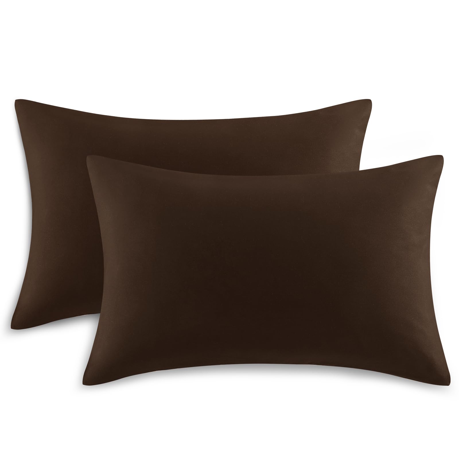 Tifschlaf Pillow Cases 2 Pack - Brown Pillowcases Plain Pack of 2, Super Soft Brushed Microfiber Standard Queen Pillow Covers With Envelope Closure, 50x75 cm