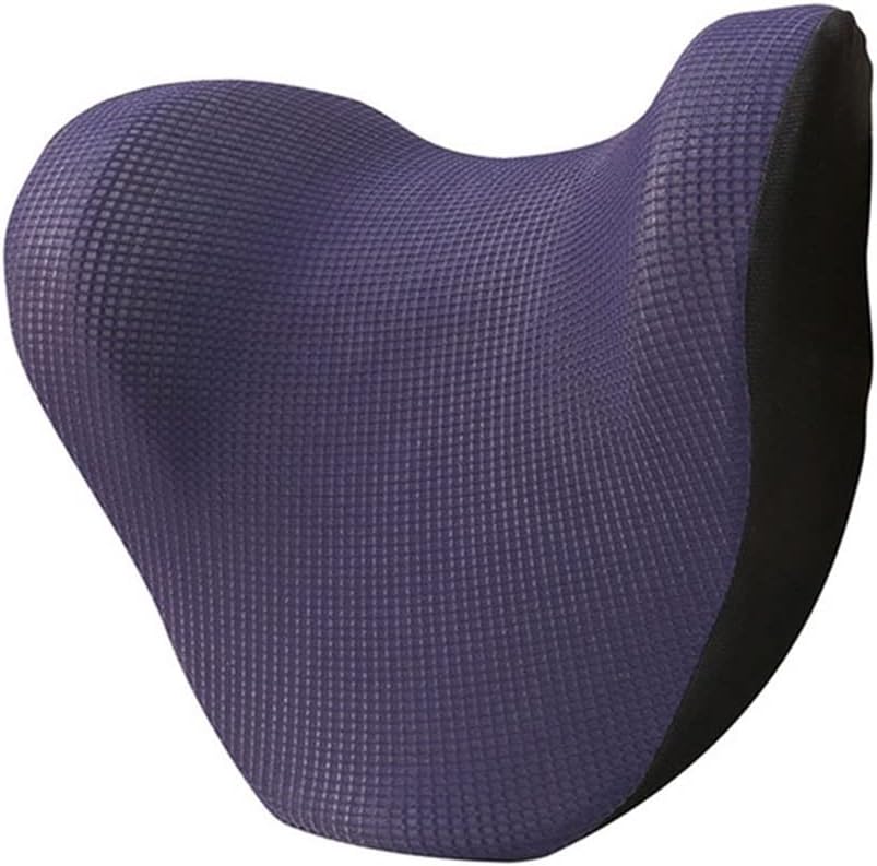 Mesh Home Car Headrest Seat Cushion Neck Pillow Rest Memory Foam Cotton Cover for Auto Travel Support Fabric Soft Chair(Beige)