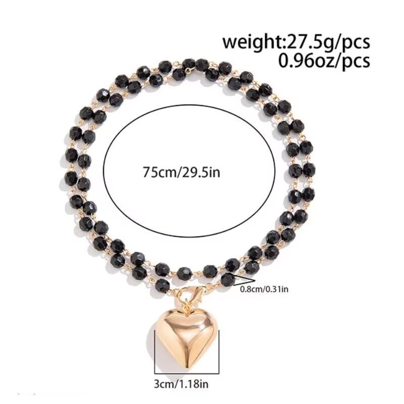 Collier cœur noir ras du cou en couches pour affirmer un look affirmé