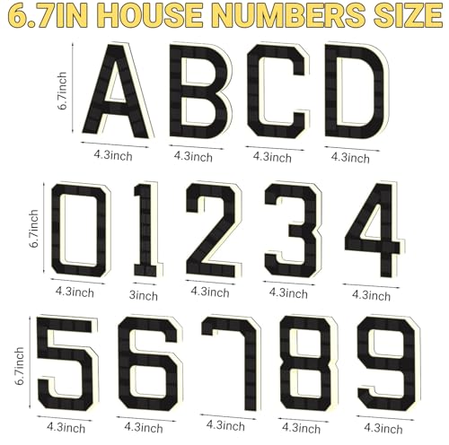 Solar Lighted House Numbers for Outside - 6.7-Inch Solar LED House Numbers & Letters, IP44 Weatherproof Wall Mount for Home Garage Fence with Easy Installation (1-Black)