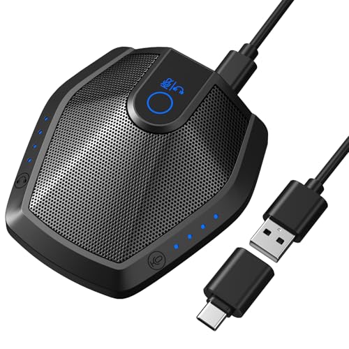 TONOR Conference Microphone with AI Noise Canceling, USB Mic for Teleconference, Condenser Mic for Work at Home, Volume Adjustment, Compatible with Windows and Mac, Desktop PC and Laptop, G11 PRO