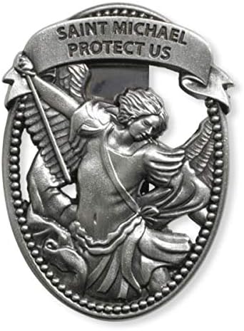 Sacred Traditions Silver Tone Zinc Alloy Archangel St Michael Protect Us Visor Clip, 2 1/4 Inch