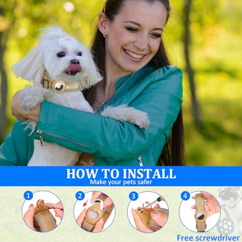 Ledeak Taktisches AirTag Hundehalsband, Wasserdicht Integriertes Apple AirTag Halter Reflektierendes Hunde Halsbänder, Gepolstertes Hundehalsband für Kleine, Mittlere und Große Hunde (Rot, M)