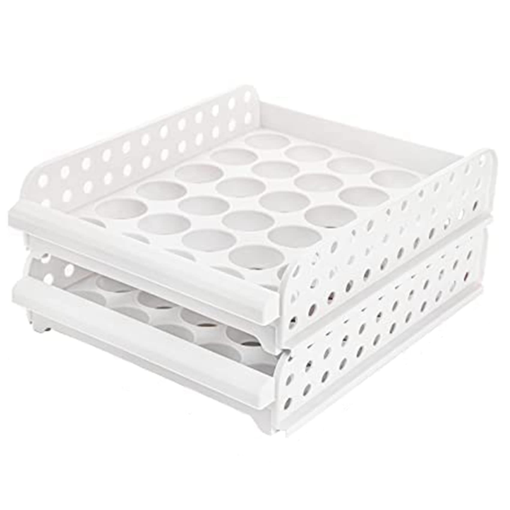 DINESA Contenedor de almacenamiento apilable de 2 capas, bandeja de huevos frescos de plástico de gran capacidad
