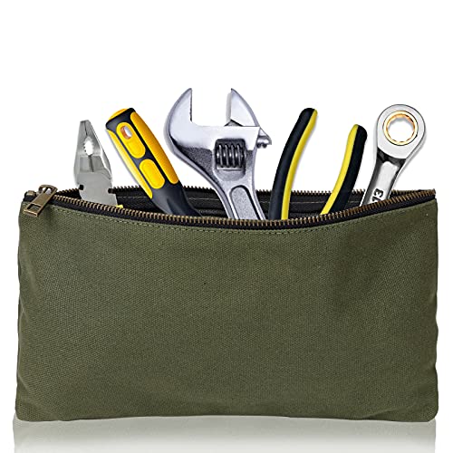 Heavy Duty 16 Oz. Canvas Tool Bags With Metal Zippers Multi Purpose Waterproof Smart Storage Pouches Everyday Utility Tool Bags Organizer Best For Handymen Repairmen Woodworker (Multi Color) #TOP3