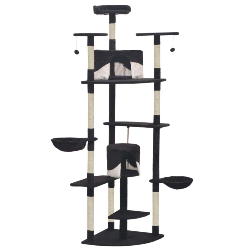 Xinglieu Cat Tree with Sisal Scratching Post 203 cm Black and White Scratching Post for Cats