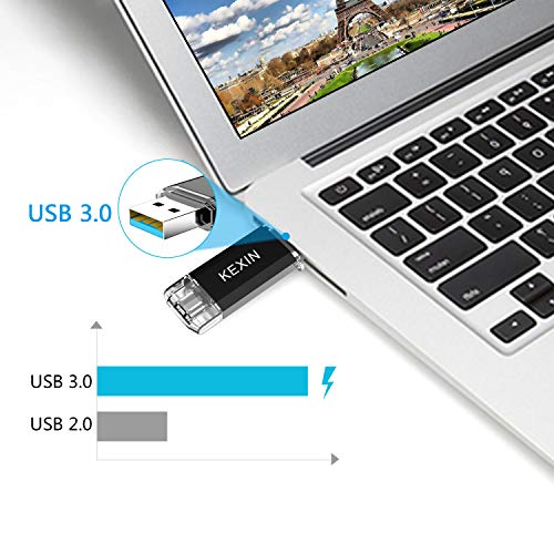 Image of KEXIN 256GB USB C Memory Stick 3.0 Type C Flash Drive USB Stick USB C USB Memory Stick Pen Drive Thumb Drive for Type C Smartphone OTG (Huawei, Honor, Xiaomi, OPPO), PC, Tablet, TV, Car Black