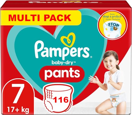 PAMPERS PANTS TAILLE 7 BABY-DRY COUCHES-CULOTTES 116 COUCHES (+17 KG)