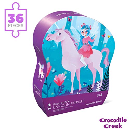 Crocodile Creek - Unicorn Forest - 36 Piece Jigsaw Floor Puzzle With Heavy-Duty Box For Storage, Large 20" X 27" Completed Size, Designed For Kids Ages 3 Years And Up, Multicolor #TOP4