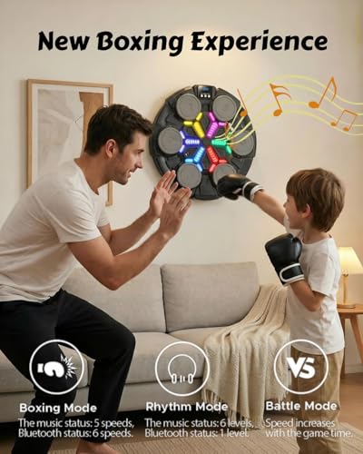 Image of Upgraded Music Punching Machine for Kids and Adults, Wall Boxing Punching Pad with Bluetooth & Rhythm Lights, 3 Speed Modes, Home Fitness Boxing Equipment with Gloves for Boys Girls Teenagers