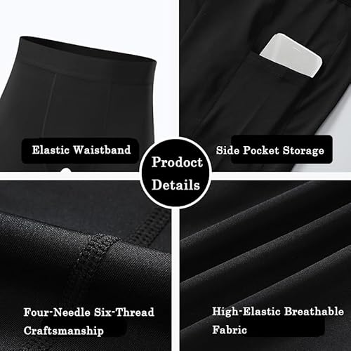 Calça masculina de compressão – Meia-calça de corrida com bolso para telefone, modelagem seca, camad