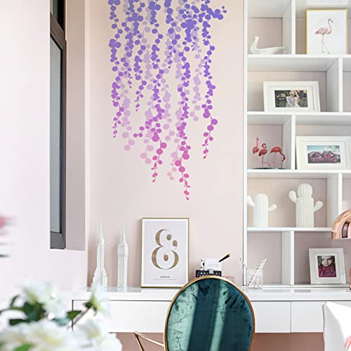 Royolam 4 Sheets Gradient Purple Hanging String Of Pearls Vine Wall Decal Living Room Succulents Wall Sticker Pvc Removable Peel And Stick Diy Wall Art Decor Stickers For Bedroom Bathroom Office (2 Sets) #TOP1