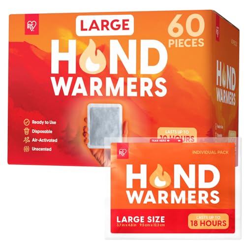 IRIS USA Hand Warmers, Large - 60 Individual Warmers, Up to 18 Hours...