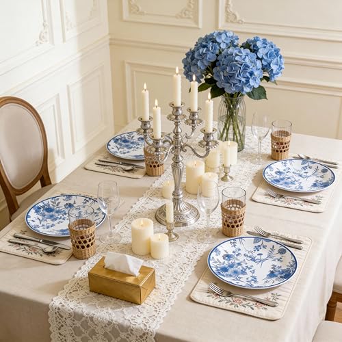 Yungyan 50 Pcs Blue and White Floral Plastic Plates bulk 7.5inch Vintage Floral Durable Plate Blue Toile Chinoiserie Dessert Plates for Wedding Birthday Holiday Party Decor Supplies by Yungyan - Image 6