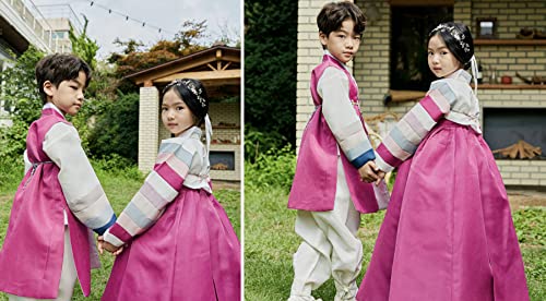 Korean Baby Girl Hanbok for 100~15y/o White Jeogori Magenta Girl Hanbok Baby Kids Korean Dress3