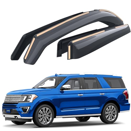 Goodyear Shatterproof in-Channel Window Deflectors for Ford Expedition 2018-2024, Rain Guards, Window Visors for Cars, Vent Deflector, Car Accessories, 4 pcs - GY003494