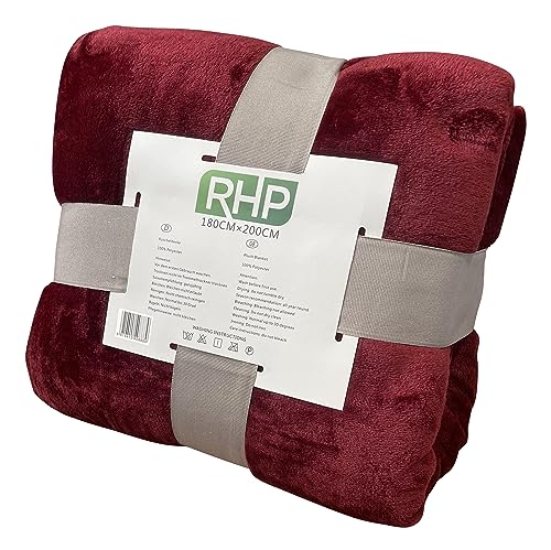 RHP Premium Tagesdecke 180x200 cm Kuscheldecke weich flauschig und gemütlich Sommerdecke Winterdecke für Schlafzimmer und Wohnzimmer Sofadecke Couchdecke Bettüberwurf Bettdecke Wohndecke (Rot)