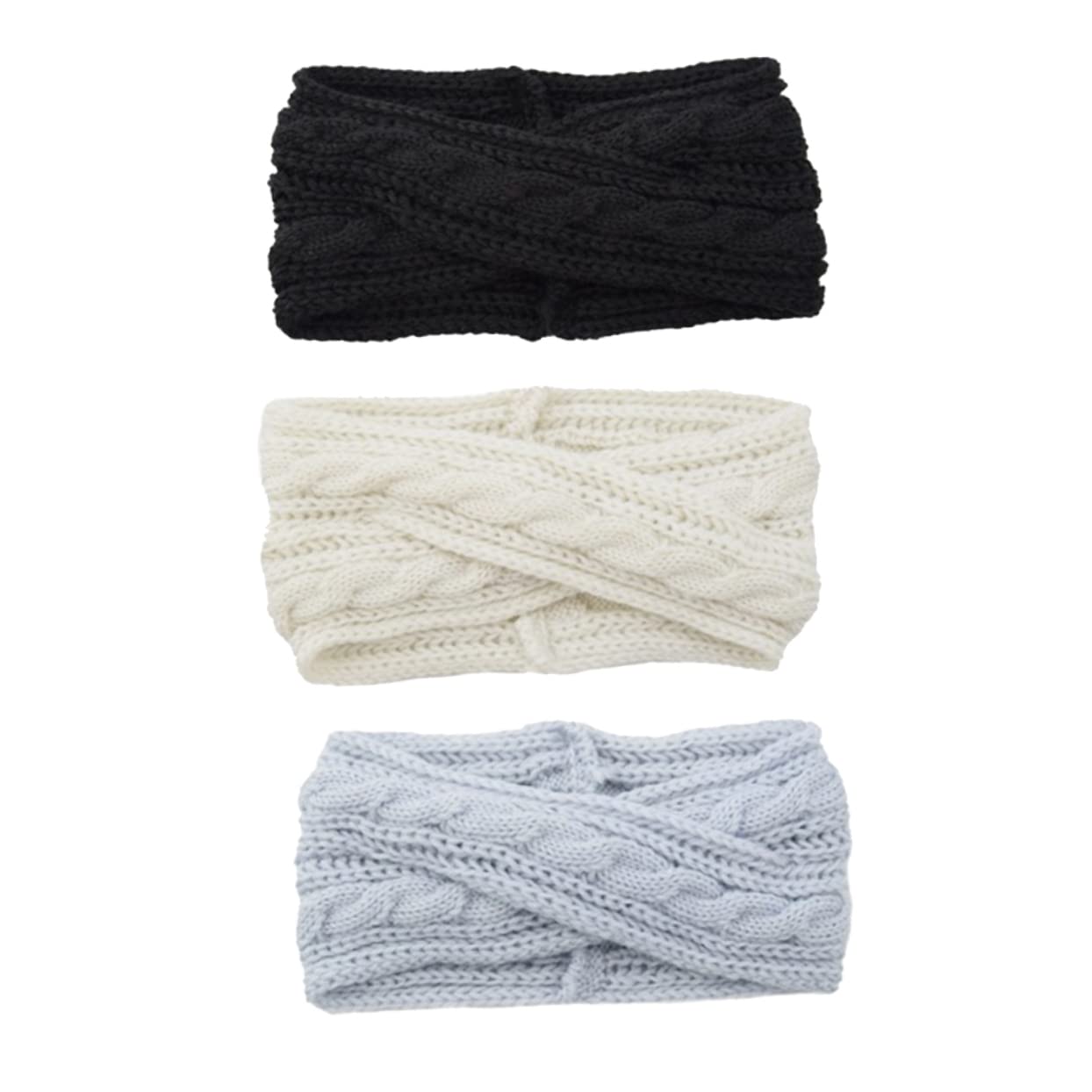 Didiseaon 6pezzi Fasce Per Lana Tricotata Fascia Donna Elegante Con Design Incrociato Accessori Maglia Per Inverno Nero Bianco e Argento
