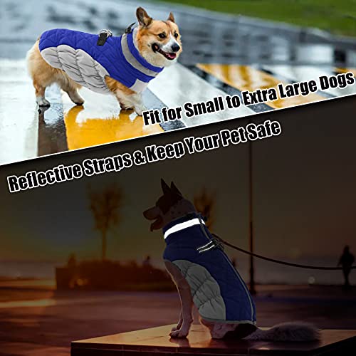 Aofitee Winter Dog Coat Warm Fleece Dog Jacket For Cold Weather, Reflective Zip Up Puppy Dog Sport Vest With Leash Rings, Outdoor Pet Sweater Apparel Clothes For Small Medium Large Dogs, Blue M #TOP3