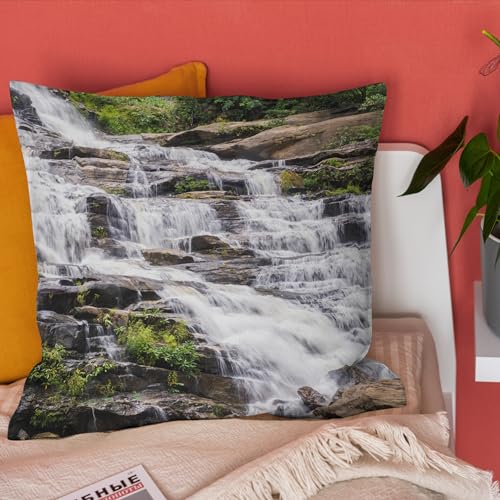Housse de coussin salon en lin haut de gamme motif cascade 50x50