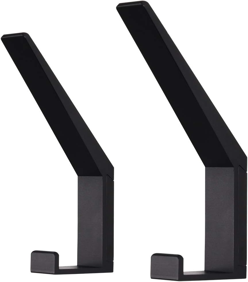 Coat Hooks Wall Mounted Towel Holder Heavy Duty Aluminum Double Robe Hanger for Bathroom Kitchen Office Farmhouse 2 Pack Anodized (Black)