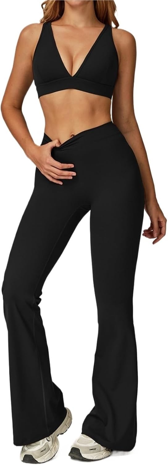 Workout Sets for Women 2PCS Yoga Set Gym Clothes Sportswear Tracksuits Workout Long Sleeved Fitness Sports Bra Leggings