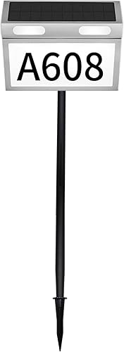 Miniatura 9 de Números solares de casa, letrero de dirección solar de acero inoxidable, números de casa impermeables, modos de iluminación de 3 colores, placa de