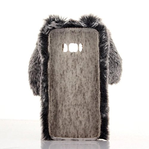 Omorro For Galaxy S6 Case [Plush Rabbit Case] Stylish Desgin Cute Furry Rabbit Bunny Fur Bling Crystal Rhinestone Design Fluffy Cool Soft Protective Cover Slim Shell For Samsung Galaxy S6 #TOP5