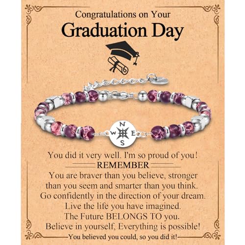 Image of Graduation Gifts for Her Girls Women Class of 2026 High School /Kindergarten /Preschool / 5th 6th 8th Grade /College /Master Degree /Middle School Graduation Gifts Compass Bracelet Jewelry for Her