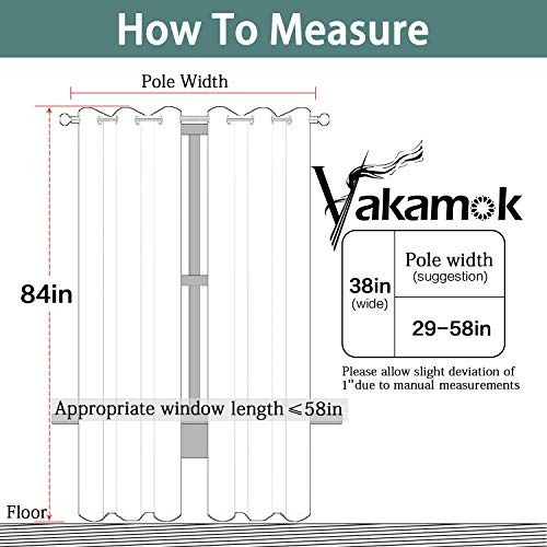 Yakamok Blackout Curtains for Bedroom - Grommet Thermal Insulated Room Darkening Curtains for Living Room, Set of 2 Panels (38 x 84Inch, Grey)