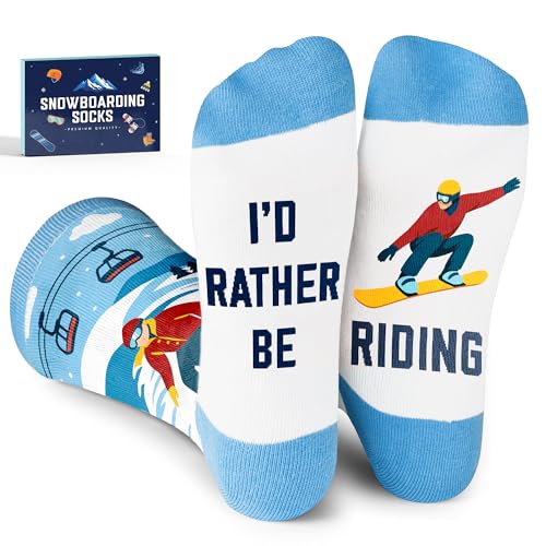 Snowboard Socks - Christmas-Themed Mens Socks, Fun Stocking Stuffers, Gifts for...