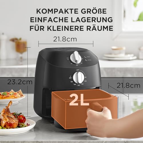 Midea Heißluftfritteuse 2L,1150W Airfryer, Frittieren ohne Öl, Heißluft Fritteusen, Automatische Abschaltfunktion, ölfrei, Leicht zu reinigen, BPA-frei, Schwarz – Bild 3