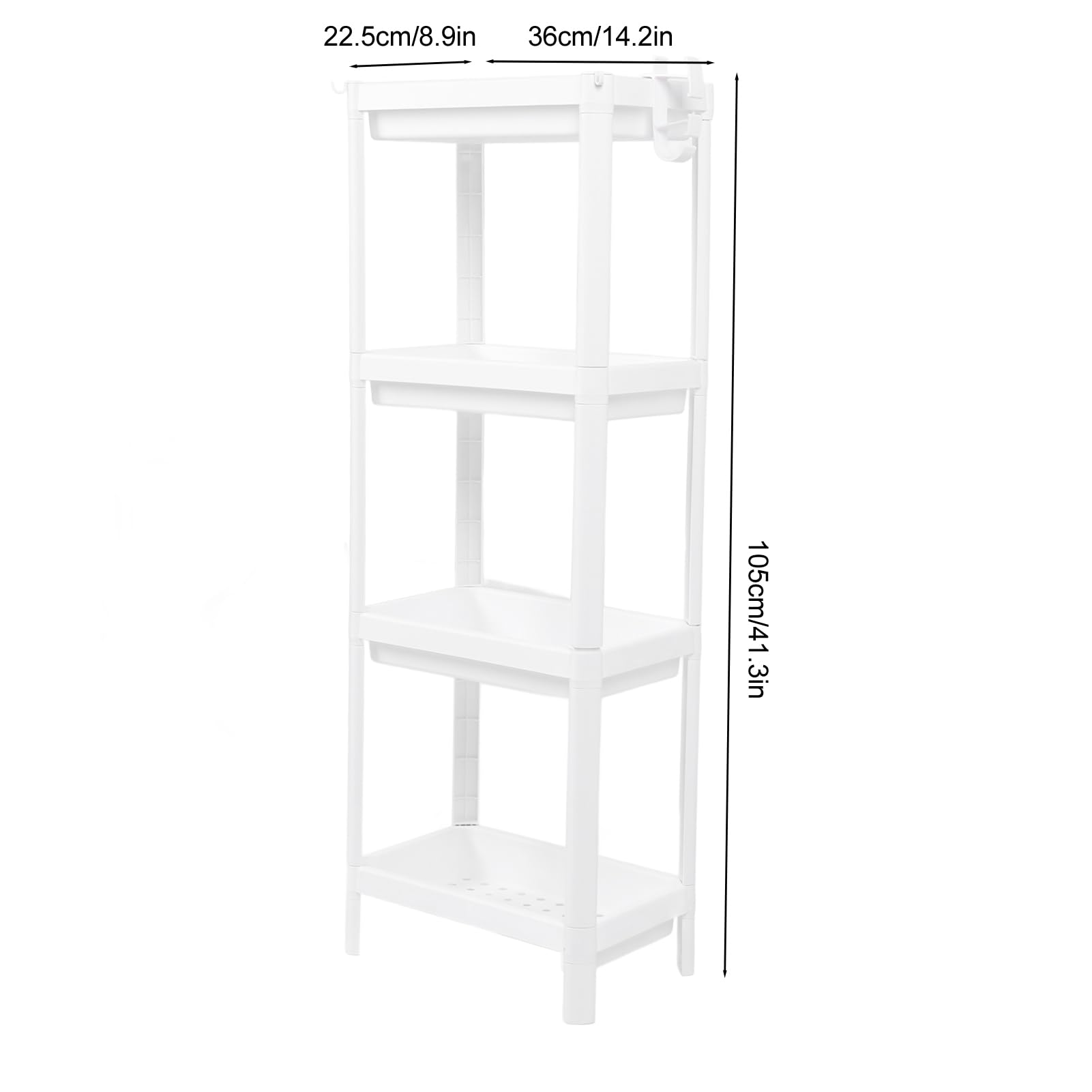 Scaffale a Torre per Bagno, Scaffale Portaoggetti Bianco Sottile Autoportante, Scaffale per Portaoggetti ad Angolo Robusto per Soggiorno Cucina Camera da Letto (4 Tier)