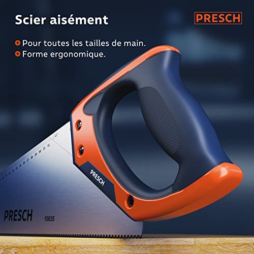 Presch Scie égoïne à main 450 mm - Scie à bois avec traçages à 45° et 90° - Scie à main professionnelle pour couper bois, pvc et sols stratifiés - Hand Saw – Image 6