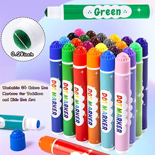 Washable Dot Markers For Kids Toddlers & Preschoolers, 24 Colors Bingo Paint Daubers Marker Kit With Free Activity Book #TOP1